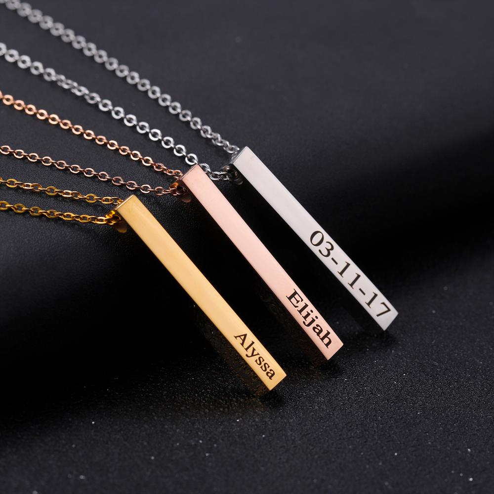 Women Fashion Name Ideas - Kişiselleştirilmiş kolye dikey Bar kolye dostluk