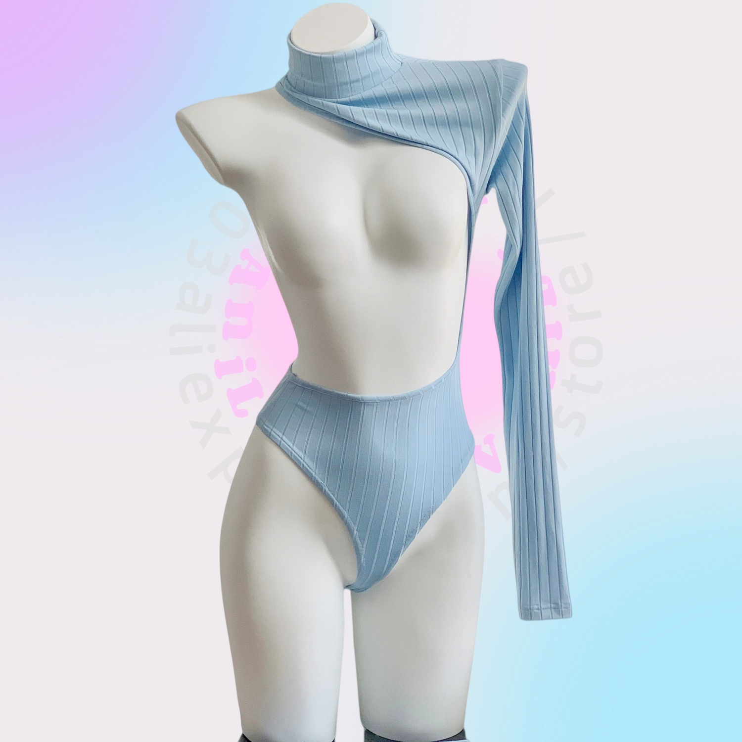 Turtleneck Bodysuit - AniLV Kadın Balıkçı Yaka Tek Omuzlu