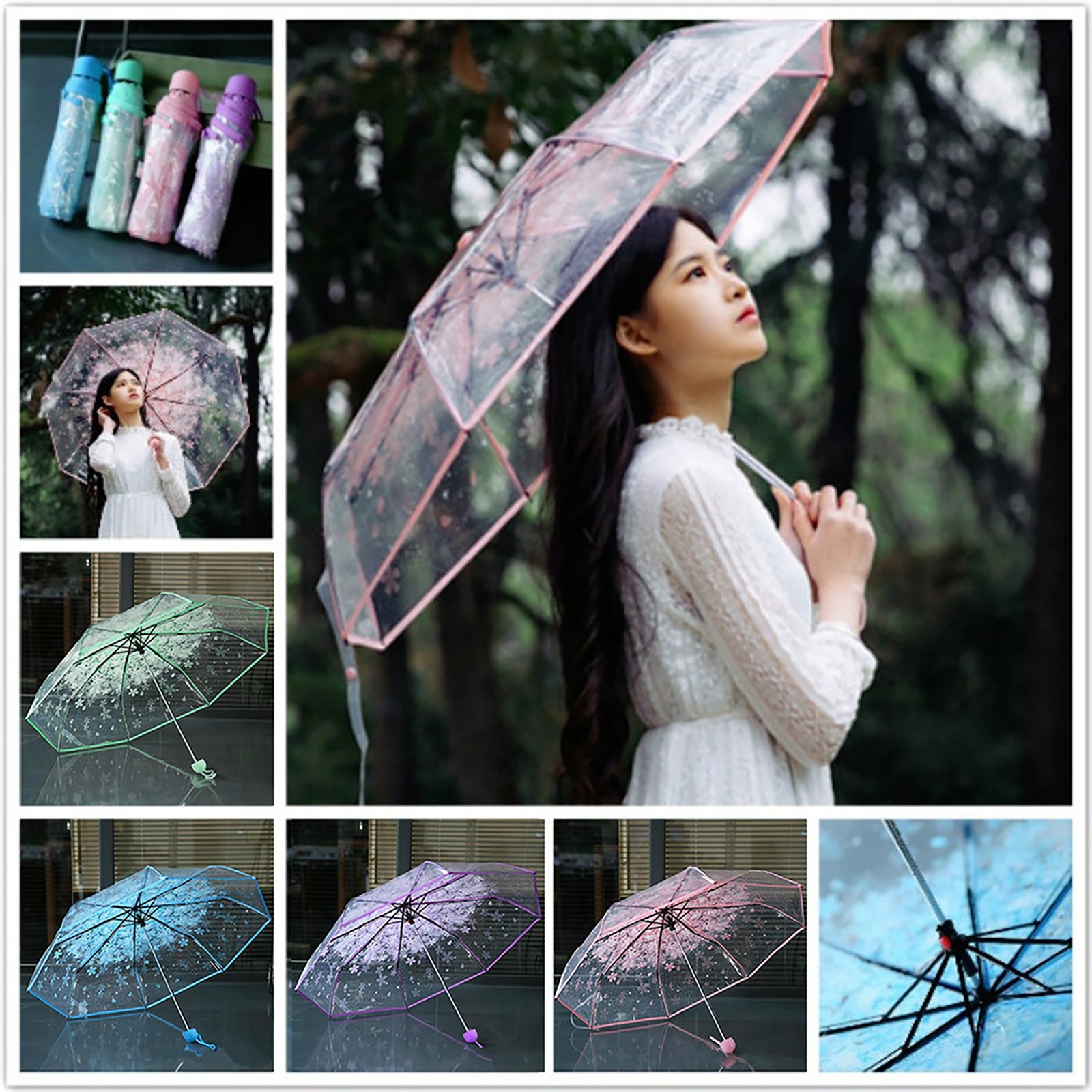 Sakura Şeffaf Katlanır Şemsiye - Women'S Fashion Umbrella incelemesi ve fiyatı